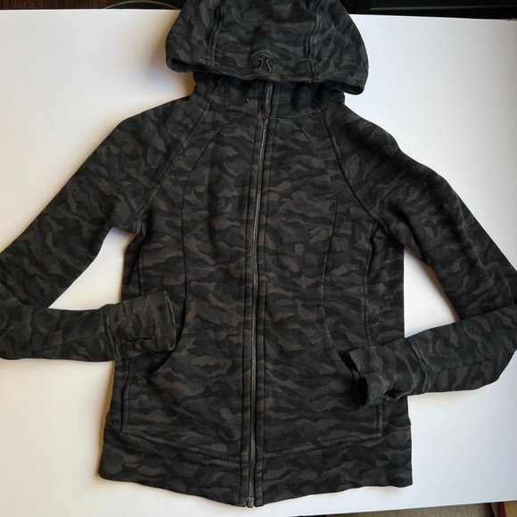 Lululemon Scuba Hoodie Sequoia Deep Coal Camo Pattern 6 Black - Picture 1 of 6